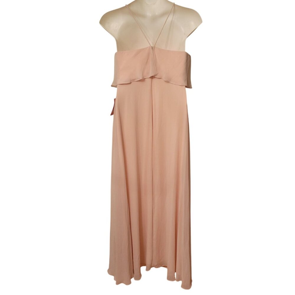 NEW Birdy Grey Jules Champagne Maxi Dress XL Ruffled Halter Bridesmaid Formal Pr - Picture 7 of 11